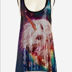 Rainbow Galaxy Unicorn Sequin Tank Tunic LoungeFly